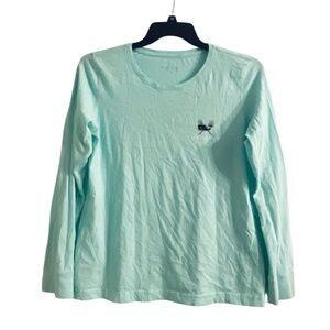 Vineyard Vines Long Sleeve Tee Aqua Lacrosse Nets Women’s Sz M Cotton Cozy Shirt